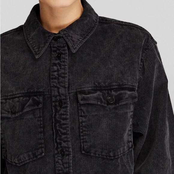 New With Tags ALLSAINTS Women’s Phoebe Cotton Corduroy Shirt In Washed Black - Picture 9 of 10